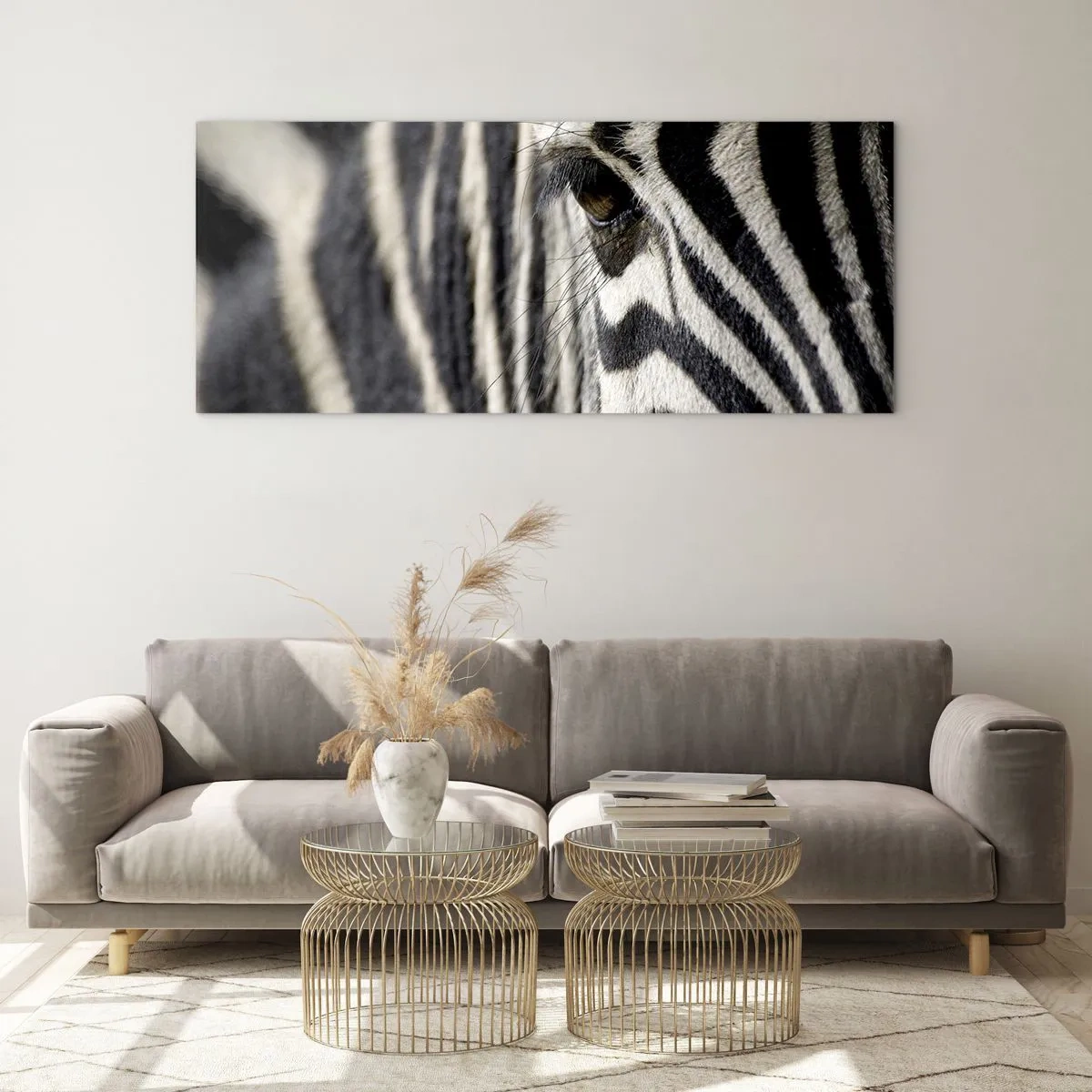 Impression sur verre - Image sur verre - Portrait en rayure - 90x30 cm