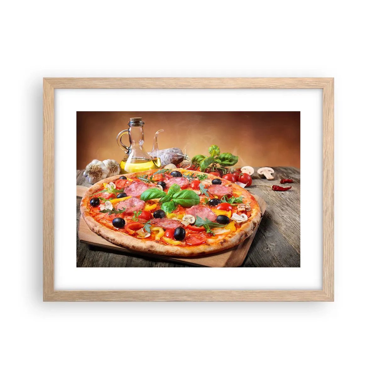Affiche dans un chêne clair - Poster - Avec une vraie saveur italienne - 40x30 cm