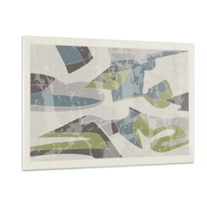 Impression sur verre - Image sur verre - Composition géométrique en vert et gris - 120x80cm - Composition derrière la vitre - Décoration murale moderne pour le salon et la chambre ARTTOR