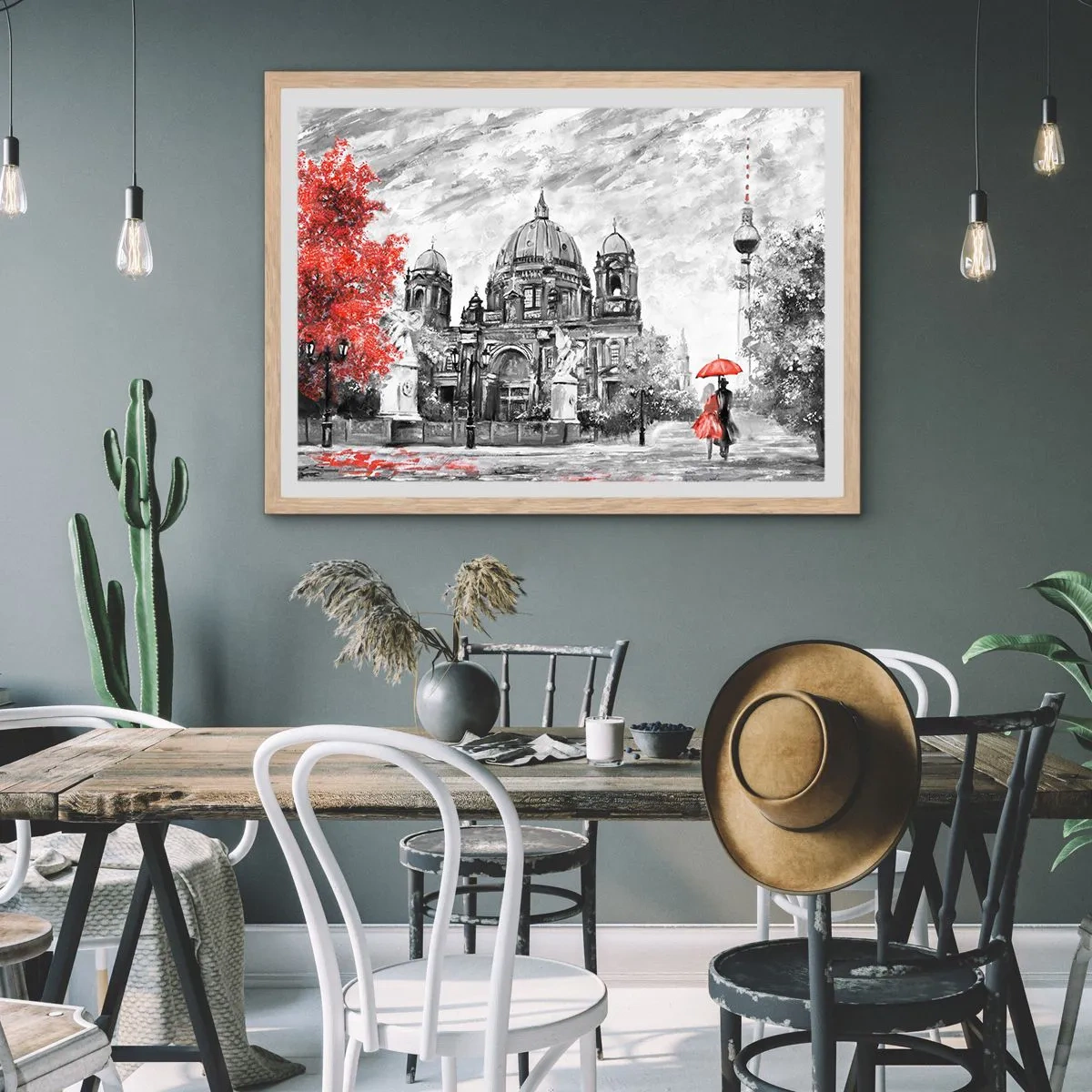 Affiche dans un chêne clair - Poster - Rencontre berlinoise - 91x61 cm