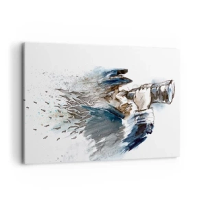 Impression sur toile - Image sur toile - Un capitaine avec des jumelles dans une scène d'aquarelle dynamique - 100x70cm - Dix sur l'échelle de Beaufort ! - Décoration murale moderne pour le salon et la chambre ARTTOR