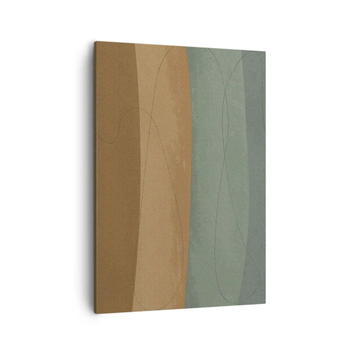 Impression sur toile - Image sur toile - Composition abstraite dans des tons de terre naturels - 50x70cm - Composition horizontale - Décoration murale moderne pour le salon et la chambre ARTTOR