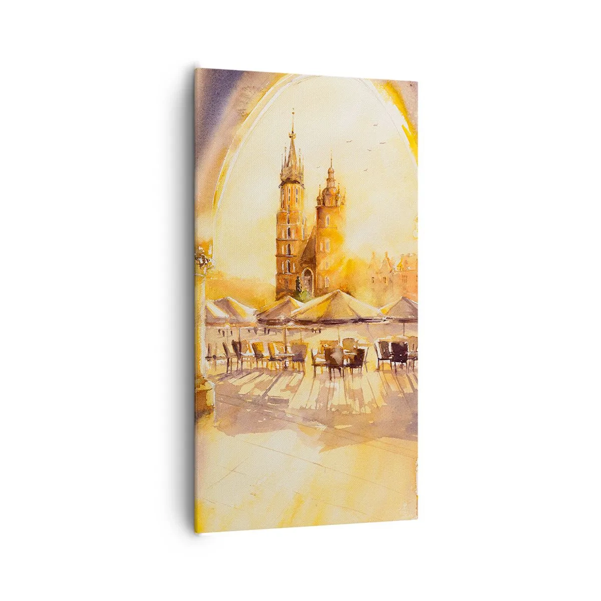 Impression sur toile - Image sur toile - À l'est, sur la place du marché de Cracovie - 65x120 cm