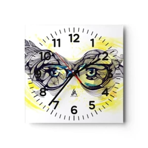 Horloge murale - Pendule murale - À travers des lunettes bleues - 40x40 cm