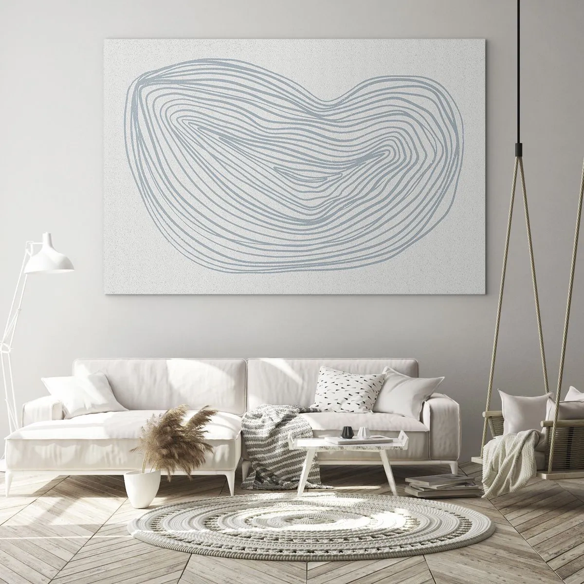 Impression sur verre - Image sur verre - De délicates lignes bleues créent une forme organique et fluide - 70x50cm - Une goutte de sourire - Décoration murale moderne pour le salon et la chambre ARTTOR