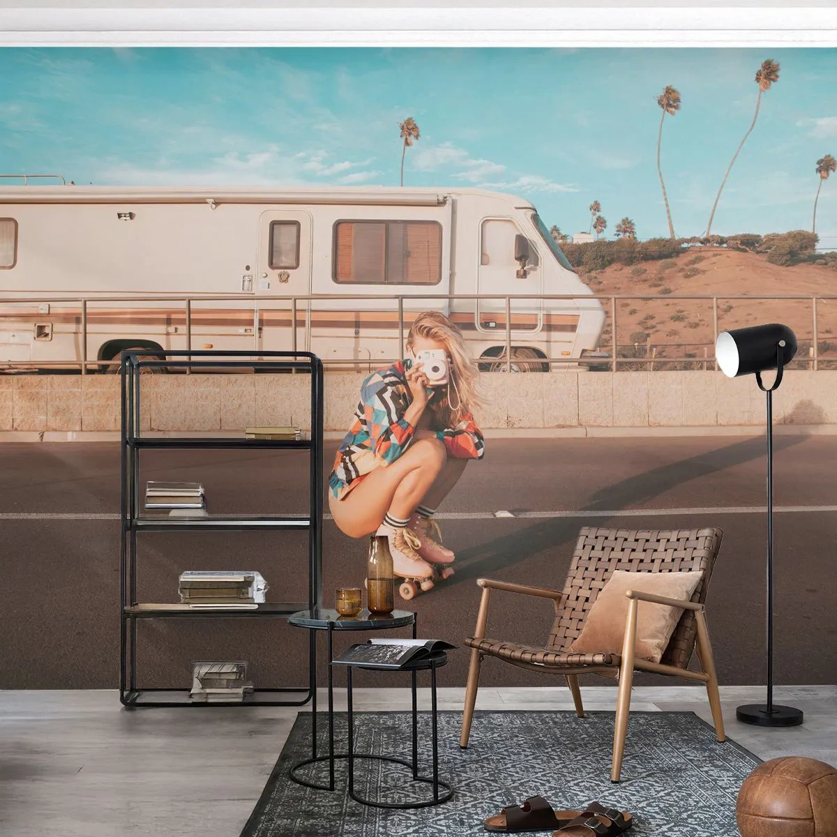 Papier peint sur mesure Premium Canvas - Souriez s'il-vous-plait! - Paysage, Campeur, Femme