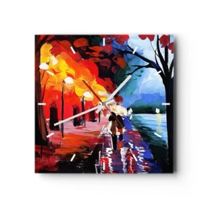 Horloge murale - Pendule murale - Automne flamboyant dans le parc - 40x40 cm