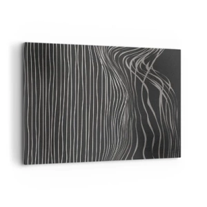 Impression sur toile - Image sur toile - Lignes blanches sur fond gris foncé dans un arrangement abstrait - 100x70cm - Rythme et accent - Décoration murale moderne pour le salon et la chambre ARTTOR