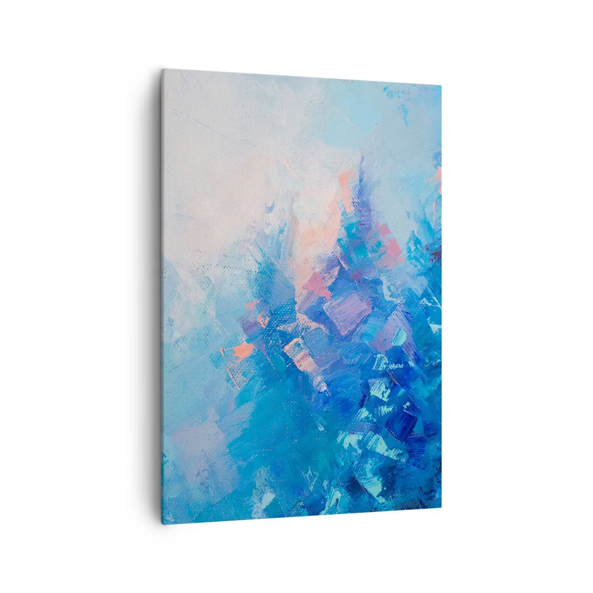 Impression sur toile - Image sur toile - Composition abstraite dans les tons de bleu et de rose - 70x100cm - Abstraction hivernale - Décoration murale moderne pour le salon et la chambre ARTTOR