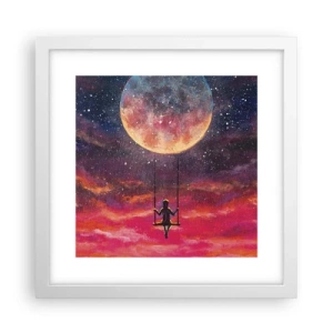 Affiche dans un cadre blanc - Poster - Se balancer dans les nuages - 30x30 cm