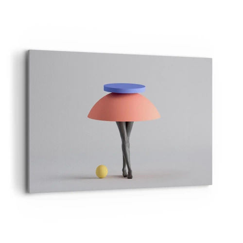 Impression sur toile - Image sur toile - Composition géométrique abstraite avec des jambes et une balle - 120x80cm - Composition surréaliste - Décoration murale moderne pour le salon et la chambre ARTTOR