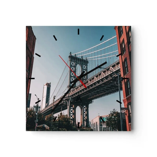 Horloge murale - Pendule murale - Un pont entre les bâtiments dans un paysage urbain - 30x30cm - Sur les vagues de la ville - Décoration murale moderne pour le salon et la chambre ARTTOR