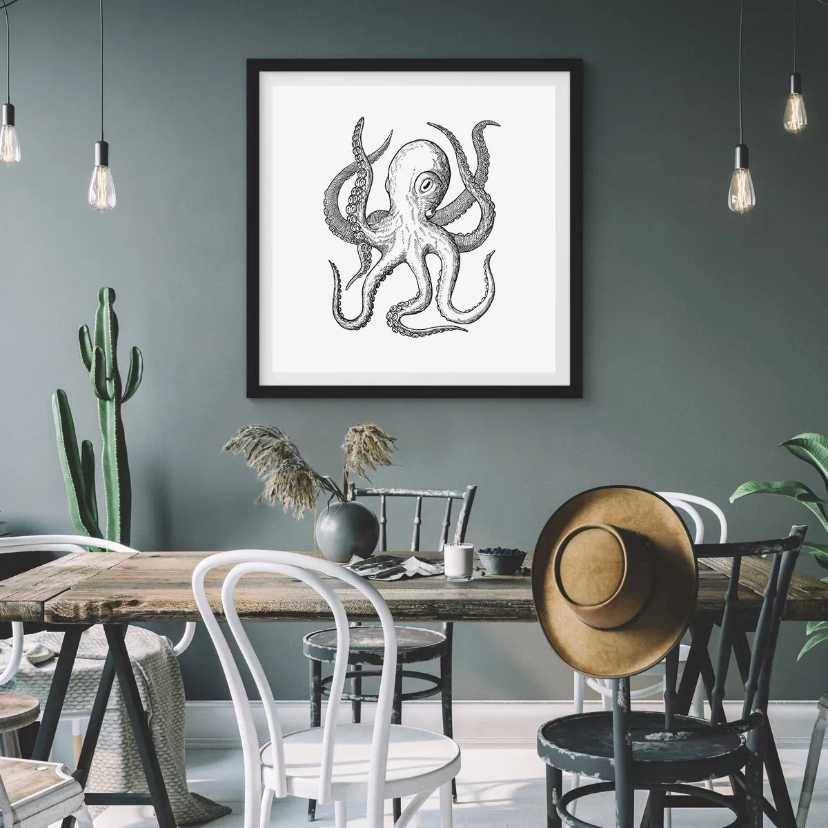 Affiche dans un cadre noir - Poster - Dansant avec les vagues - 30x30 cm