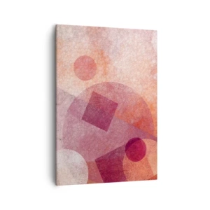 Impression sur toile - Image sur toile - Formes géométriques abstraites dans des tons pastel de rose - 50x70cm - Transformations géométriques en rose - Décoration murale moderne pour le salon et la chambre ARTTOR