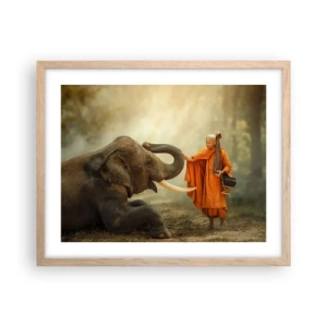 Affiche dans un chêne clair - Poster - Rencontre en voyageant - 50x40 cm