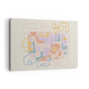 Impression sur toile - Image sur toile - Lignes abstraites pastel créant des motifs géométriques - 120x80cm - Labyrinthe – une aventure joyeuse - Décoration murale moderne pour le salon et la chambre ARTTOR