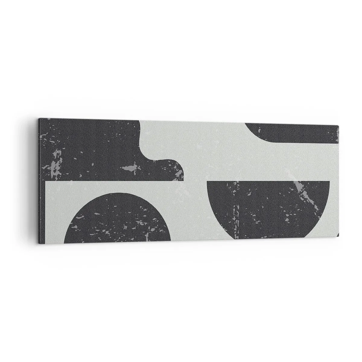 Impression sur toile - Image sur toile - Motifs géométriques dans les tons de noir et de gris - 140x50cm - Composition dessus et dessous - Décoration murale moderne pour le salon et la chambre ARTTOR