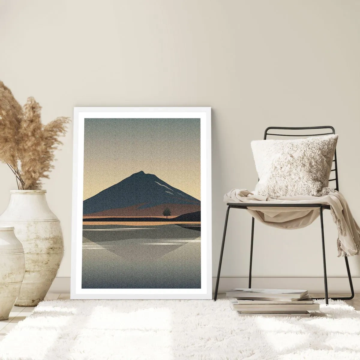 Affiche dans un cadre blanc - Poster - Reflet de miroir - 50x70 cm