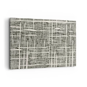 Impression sur toile - Image sur toile - Un motif géométrique ressemblant à une grille sur un fond clair - 120x80cm - Composition tissée - Décoration murale moderne pour le salon et la chambre ARTTOR