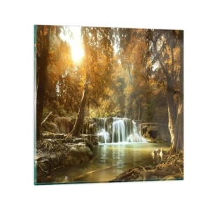 Impression sur verre - Image sur verre - Cascade du parc - 50x50 cm