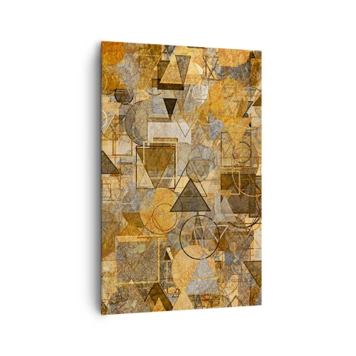 Impression sur toile - Image sur toile - Motifs géométriques abstraits dans des tons dorés - 80x120cm - Le monde en forme - Décoration murale moderne pour le salon et la chambre ARTTOR