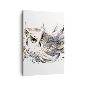Impression sur toile - Image sur toile - Un hibou aux plumes mystiques sous forme d'aquarelle artistique - 50x70cm - Elle vient du monde de la magie - Décoration murale moderne pour le salon et la chambre ARTTOR