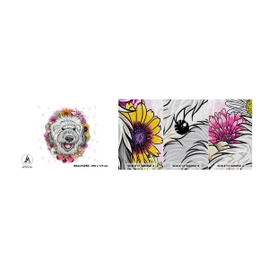 Échantillon de Papier Peint Premium Canvas - La joie du chiot - Abstraction, Chien, Pour les enfants - 100x30 cm