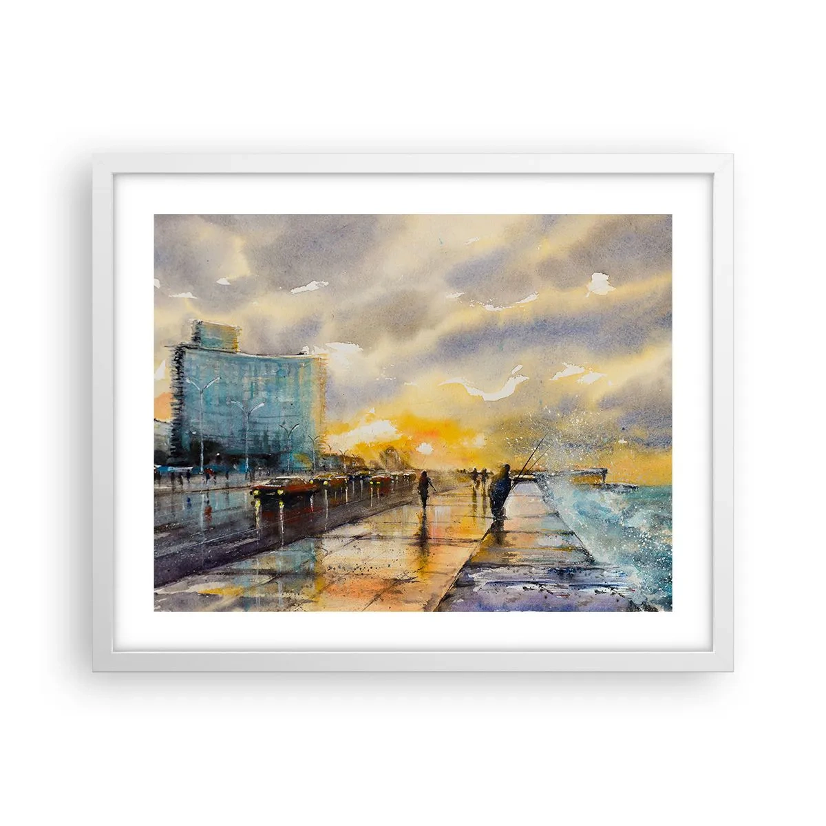 Affiche dans un cadre blanc - Poster - La vie sur le rivage - 50x40 cm