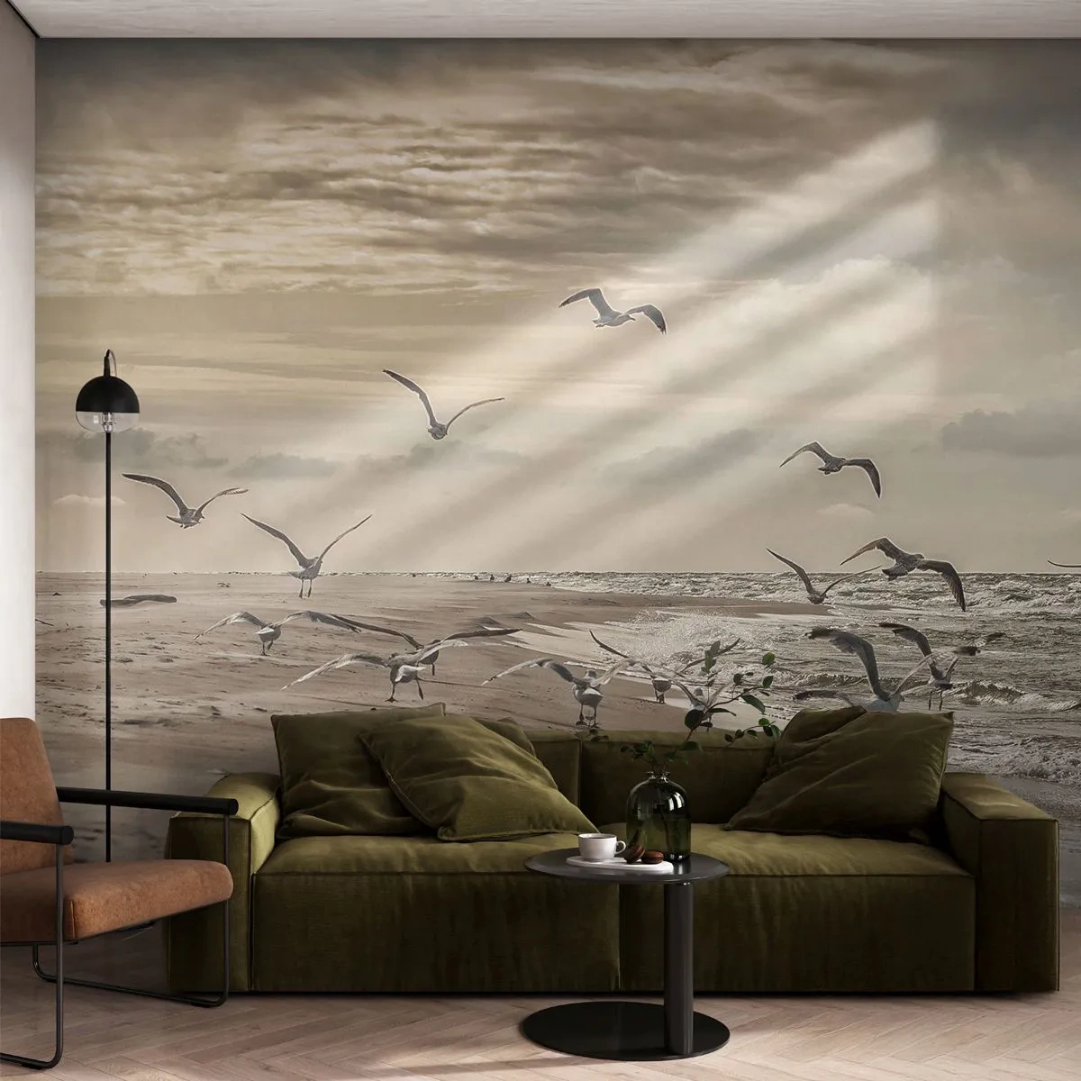 Papier Peint Photo Premium Sand - Le bruit de la mer, le chant des oiseaux - Paysage marin, Côte, Mer - 100x70 cm