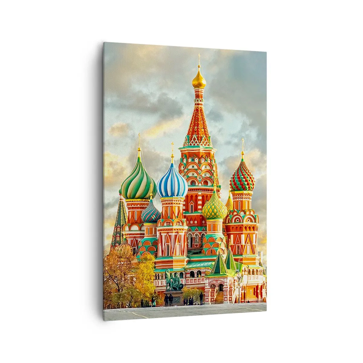 Impression sur toile - Image sur toile - Une cathédrale colorée avec des dômes caractéristiques - 80x120cm - Même Disney ne l'aurait pas proposé - Décoration murale moderne pour le salon et la chambre ARTTOR
