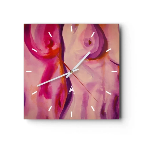 Horloge murale - Pendule murale - Une interprétation abstraite de la silhouette féminine dans les tons roses et violets. - 30x30cm - Ode à la féminité - Décoration murale moderne pour le salon et la chambre ARTTOR