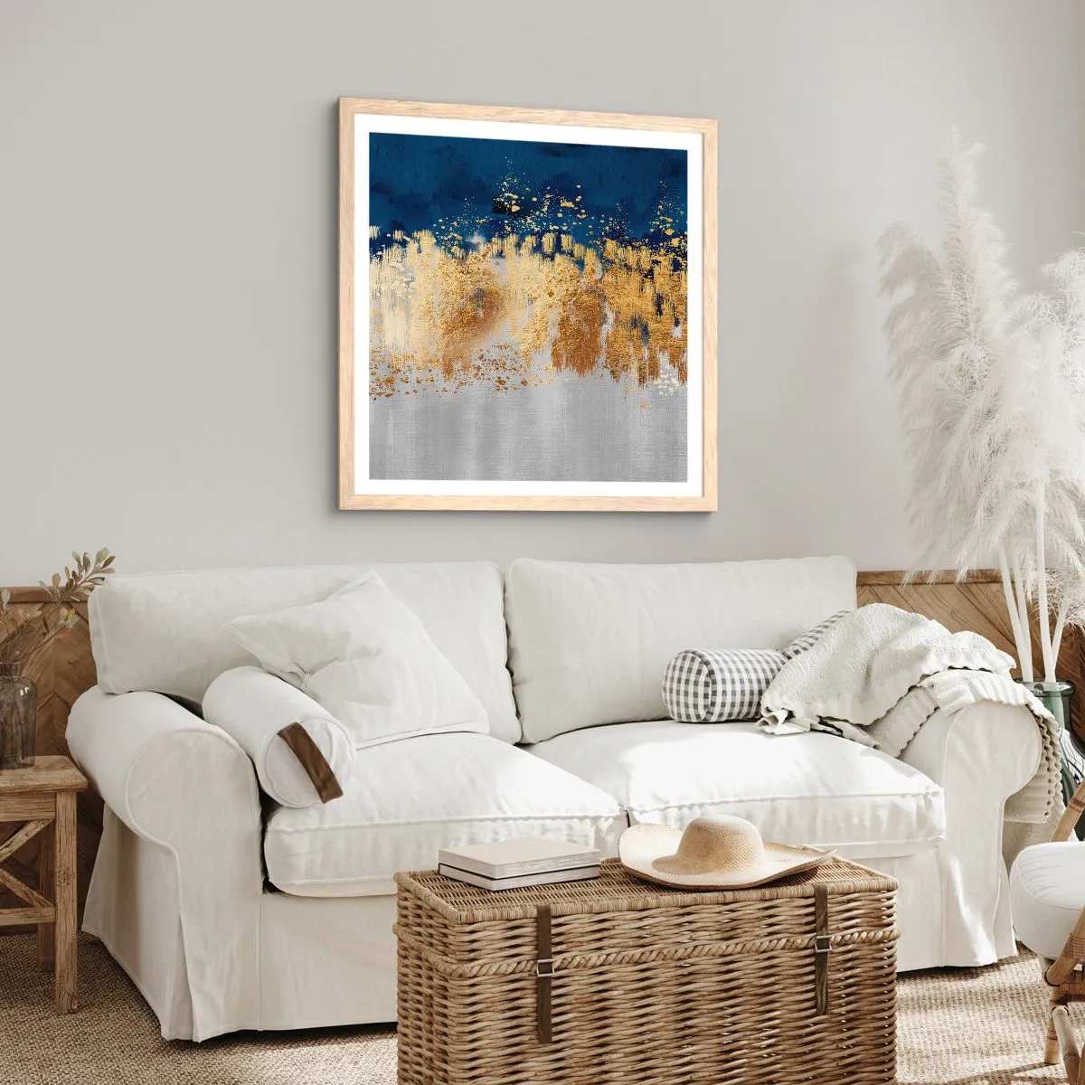 Affiche dans un chêne clair - Poster - Une composition moderne et pétillante - 60x60 cm