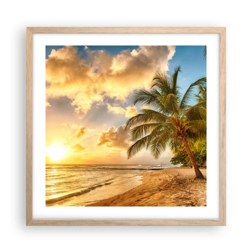 Affiche dans un chêne clair - Poster - Été éternel, toujours des vacances - 50x50 cm