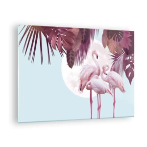 Impression sur verre - Image sur verre - Trois grâces d'oiseaux - 70x50cm - Trois oiseaux gracieux - Décoration murale moderne pour le salon et la chambre ARTTOR