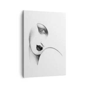 Impression sur toile - Image sur toile - Un portrait subtil d'une femme dans un style monochrome - 50x70cm - Dans le style de Lempicka - Décoration murale moderne pour le salon et la chambre ARTTOR