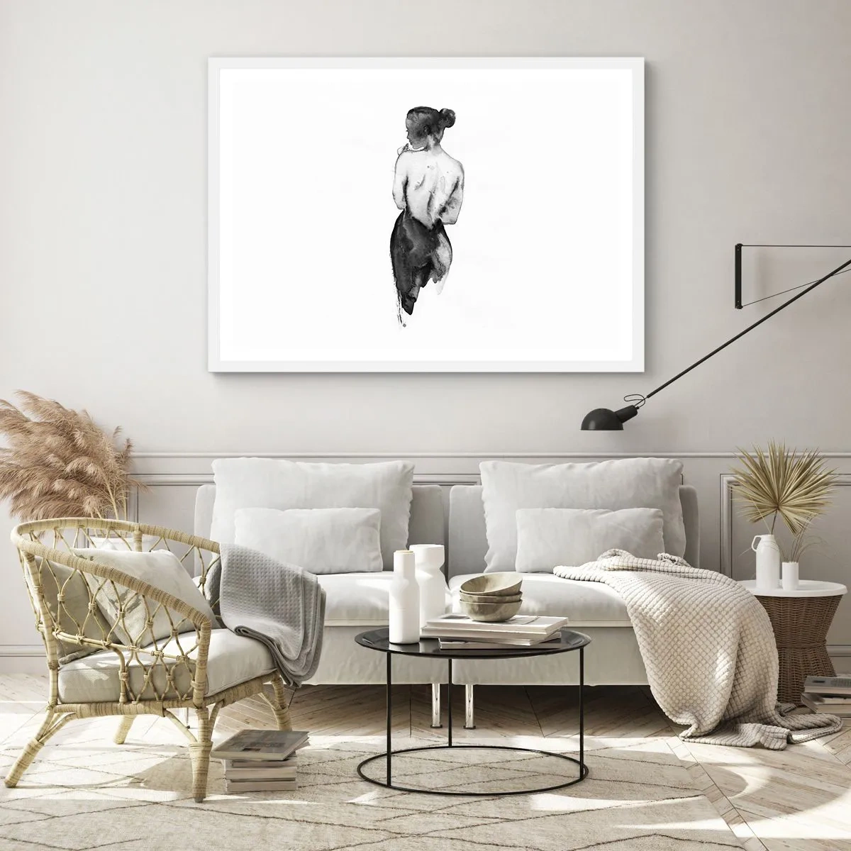 Affiche dans un cadre blanc - Poster - Auprès d'elle, le monde disparaît - 50x40 cm