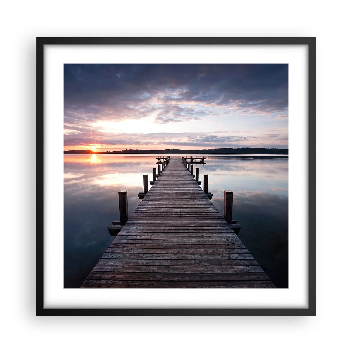 Affiche dans un cadre noir - Poster - Une frontière tranquille entre le jour et la nuit - 50x50 cm