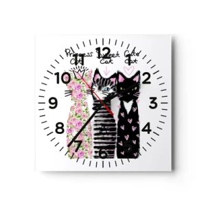 Horloge murale - Pendule murale - Il y avait trois chats - 30x30 cm