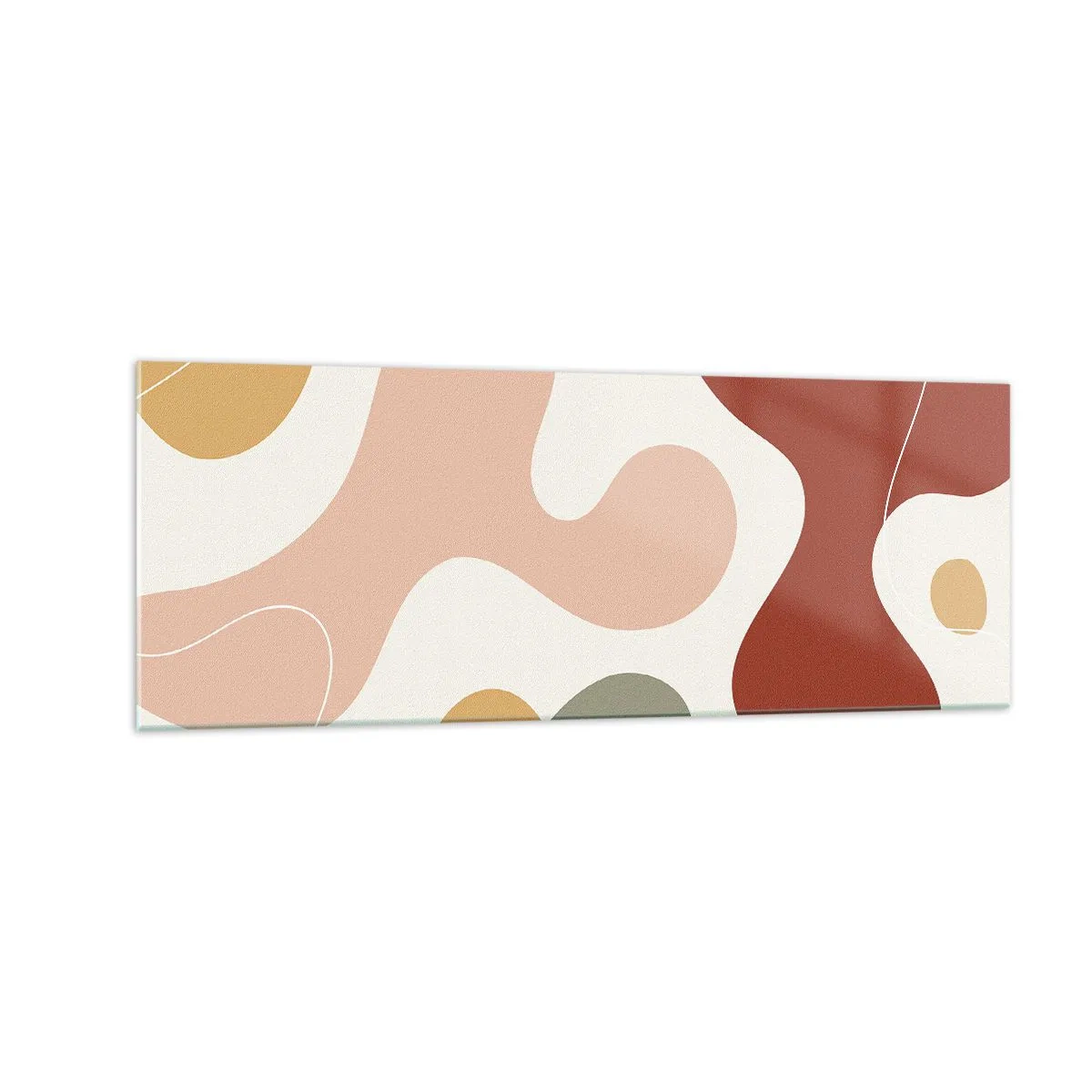 Impression sur verre - Image sur verre - Une composition abstraite aux tons pastel avec des formes dynamiques. - 140x50cm - Entrelac - Décoration murale moderne pour le salon et la chambre ARTTOR