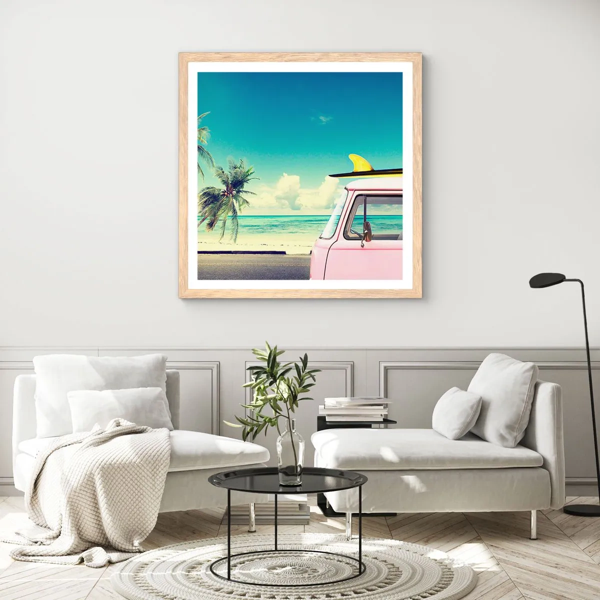 Affiche dans un chêne clair - Poster - Il est temps de commencer les vacances - 60x60 cm