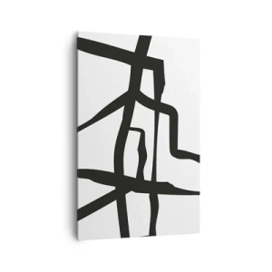 Impression sur toile - Image sur toile - Motif minimaliste noir et blanc avec des lignes géométriques - 80x120cm - Conception noir et blanc - Décoration murale moderne pour le salon et la chambre ARTTOR
