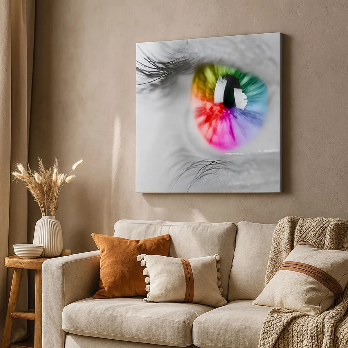 Impression sur toile - Image sur toile - Regarde le monde en couleur - 30x30 cm