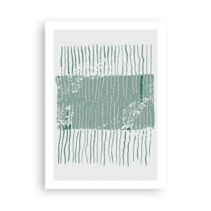 Affiche - Poster - Une composition minimaliste de lignes et de textures dans des tons de vert. - 50x70cm - Abstraction de la mer - Décoration murale moderne pour le salon et la chambre ARTTOR