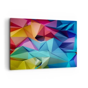 Impression sur toile - Image sur toile - Abstraction géométrique colorée aux couleurs vives - 120x80cm - Origami arc-en-ciel - Décoration murale moderne pour le salon et la chambre ARTTOR