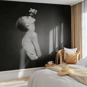 Papier Peint Photo Premium Canvas - Elégance excentrique - Corps, Fleurs, Modèle - 150x105 cm