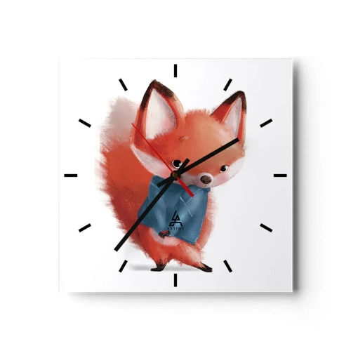 Horloge murale - Pendule murale - Un renard mignon dans un costume bleu - 30x30cm - Est-ce que ça me va? - Décoration murale moderne pour le salon et la chambre ARTTOR