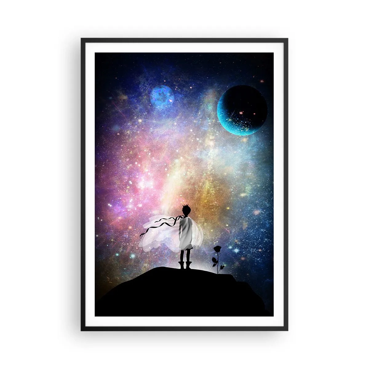 Affiche dans un cadre noir - Poster - Le Petit Prince - 70x100 cm