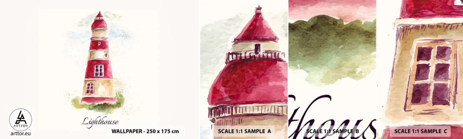 Échantillon de Papier Peint Autocollant Deluxe Sticker - Il y a toujours beau temps autour - Phare, Bord de mer, Mer - 100x30 cm
