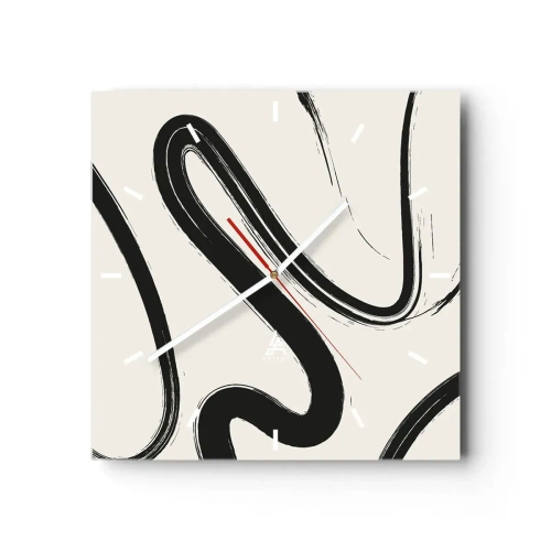 Horloge murale - Pendule murale - Fantaisie en noir et blanc - 40x40 cm