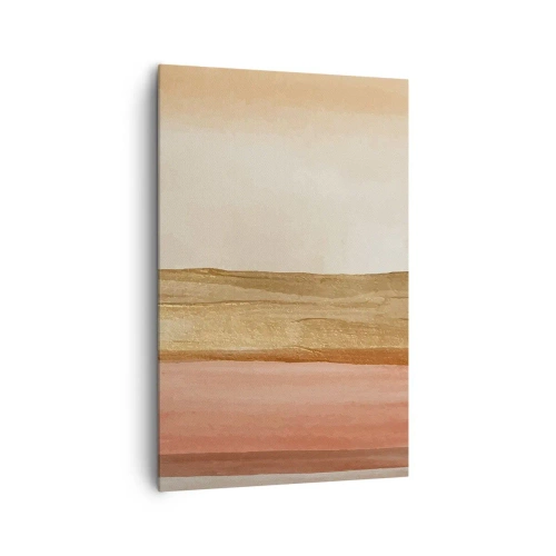 Impression sur toile - Image sur toile - Rayures abstraites dans les tons beige, or et rose sur toile - 80x120cm - Composition verticale - Décoration murale moderne pour le salon et la chambre ARTTOR